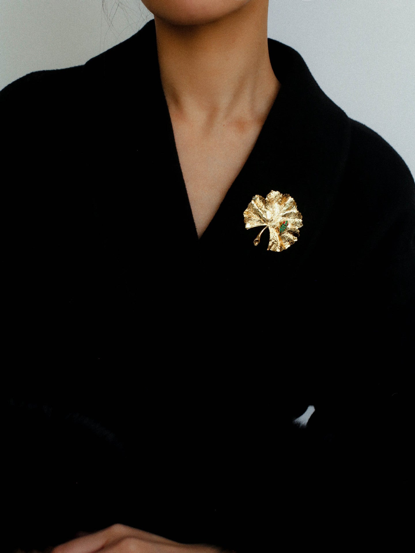 Golden Ginkgo Biloba Leaf Brooch gembea jewelry