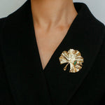 Golden Ginkgo Biloba Leaf Brooch gembea jewelry