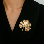 Golden Ginkgo Biloba Leaf Brooch gembea jewelry
