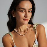 Golden Heart Rice Bead Pearl Necklace - Gembea Jewelry