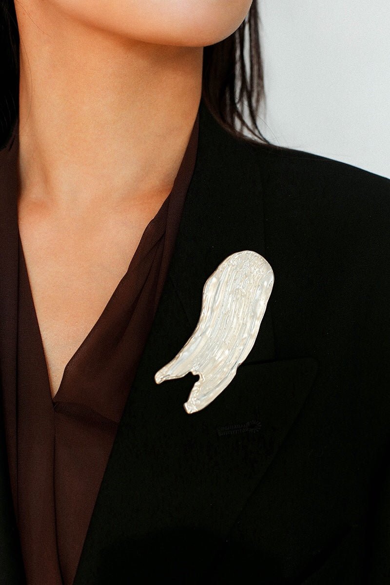 Golden Silver Oil Painting Artistic Brooch gembea jewelry