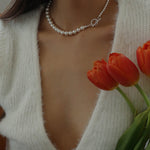 Gradient Artificial Pearl Collarbone Necklace-Gembea Jewelry