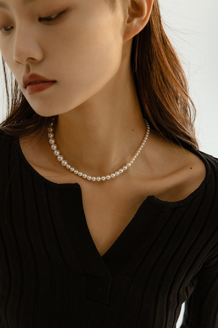 Gradient Artificial Pearl Collarbone Necklace-Gembea Jewelry
