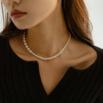 Gradient Artificial Pearl Collarbone Necklace-Gembea Jewelry