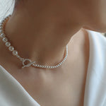 Gradient Artificial Pearl Collarbone Necklace-Gembea Jewelry