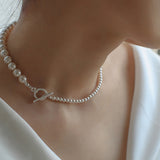 Gradient Artificial Pearl Collarbone Necklace-Gembea Jewelry
