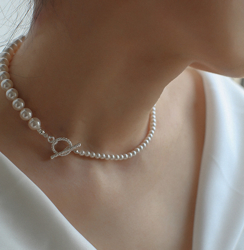 Gradient Artificial Pearl Collarbone Necklace-Gembea Jewelry