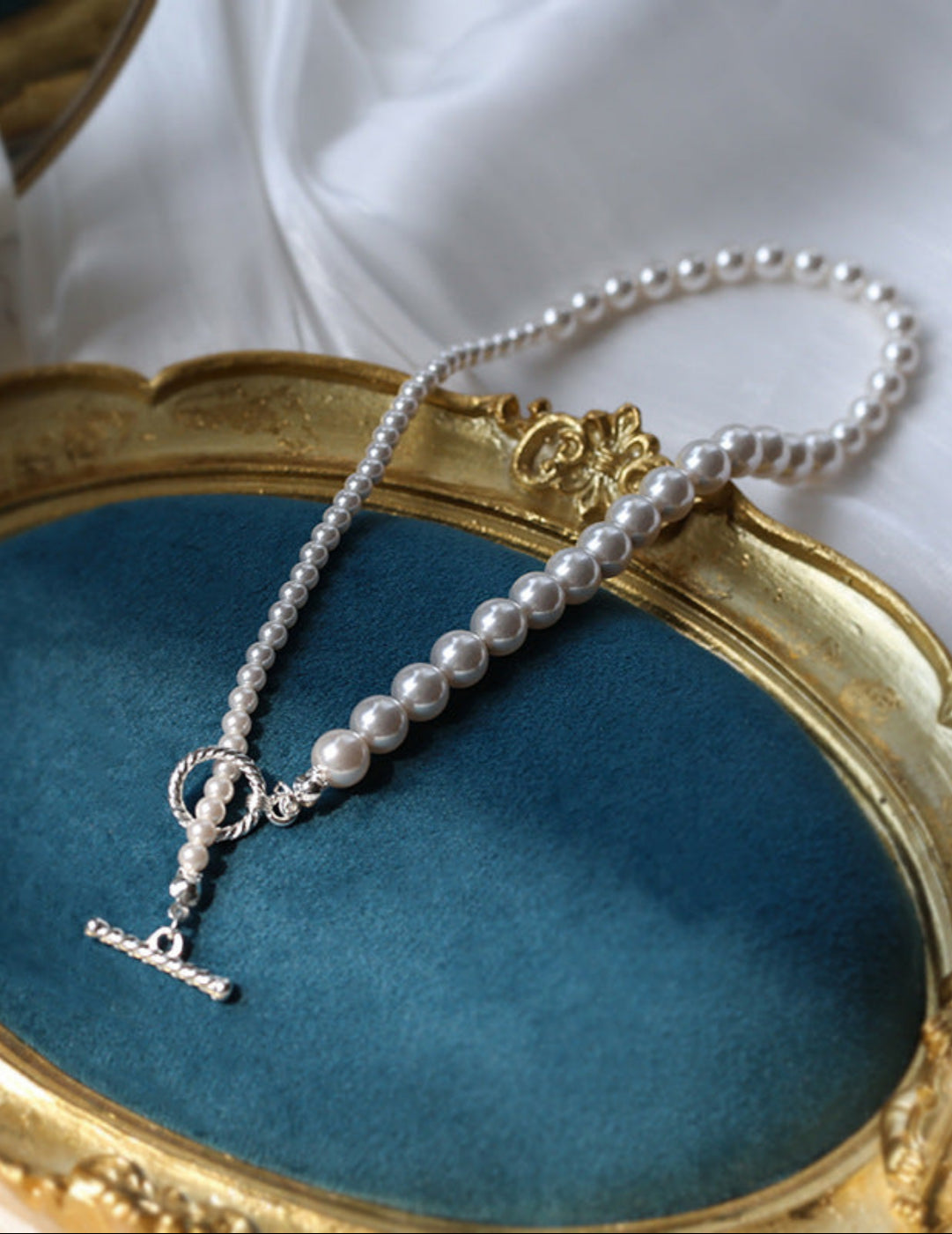 Gradient Artificial Pearl Collarbone Necklace-Gembea Jewelry