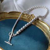 Gradient Artificial Pearl Collarbone Necklace-Gembea Jewelry