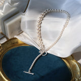 Gradient Artificial Pearl Collarbone Necklace-Gembea Jewelry