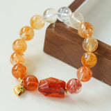 Gradient Red Yellow Resin Flower Beaded Bracelet gembea jewelry
