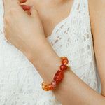 Gradient Red Yellow Resin Flower Beaded Bracelet gembea jewelry