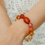 Gradient Red Yellow Resin Flower Beaded Bracelet gembea jewelry