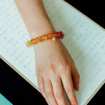 Gradient Red Yellow Resin Flower Beaded Bracelet gembea jewelry