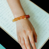 Gradient Red Yellow Resin Flower Beaded Bracelet gembea jewelry