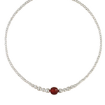 Graduated Silver Bean Red Black Agate Necklace gembea jewelry