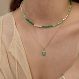 Green Agate Aquamarine Stone Beaded Necklace Gembea Jewelry