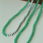 Green Eastern Jade Silver Bead Necklace gembea jewelry