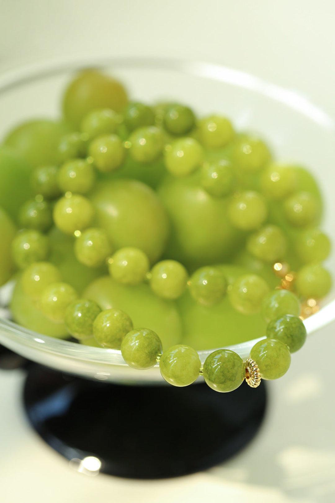 Green Grape Gemstone Beaded Necklace - Gembea Jewelry