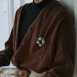 Green Leaf Peach Blossom Pearl Brooch gembea jewelry