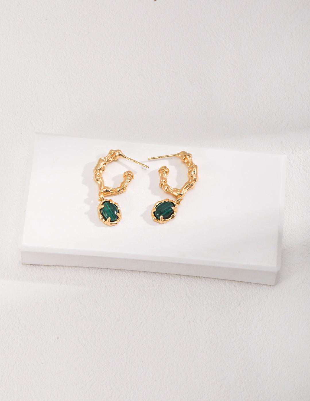 Green Malachite Gemstone Earrings - Gembea Jewelry