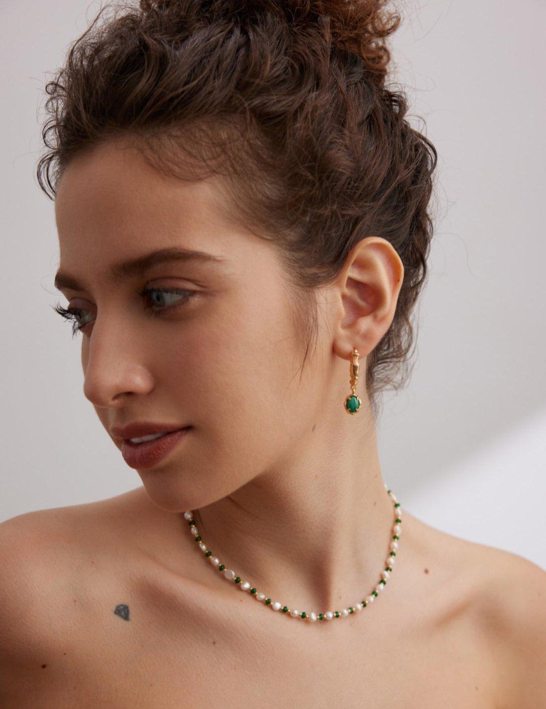 Green Malachite Gemstone Earrings - Gembea Jewelry