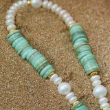 Green Shell Beads Pearl Necklace gembea jewelry