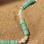 Green Shell Beads Pearl Necklace gembea jewelry