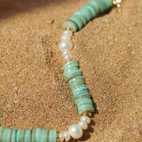 Green Shell Beads Pearl Necklace gembea jewelry