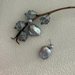 Grey Baroque Pendant Drop Earrings - Gembea Jewelry