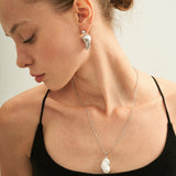 Grey Baroque Pendant Drop Earrings - Gembea Jewelry