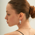 Grey Baroque Pendant Drop Earrings - Gembea Jewelry
