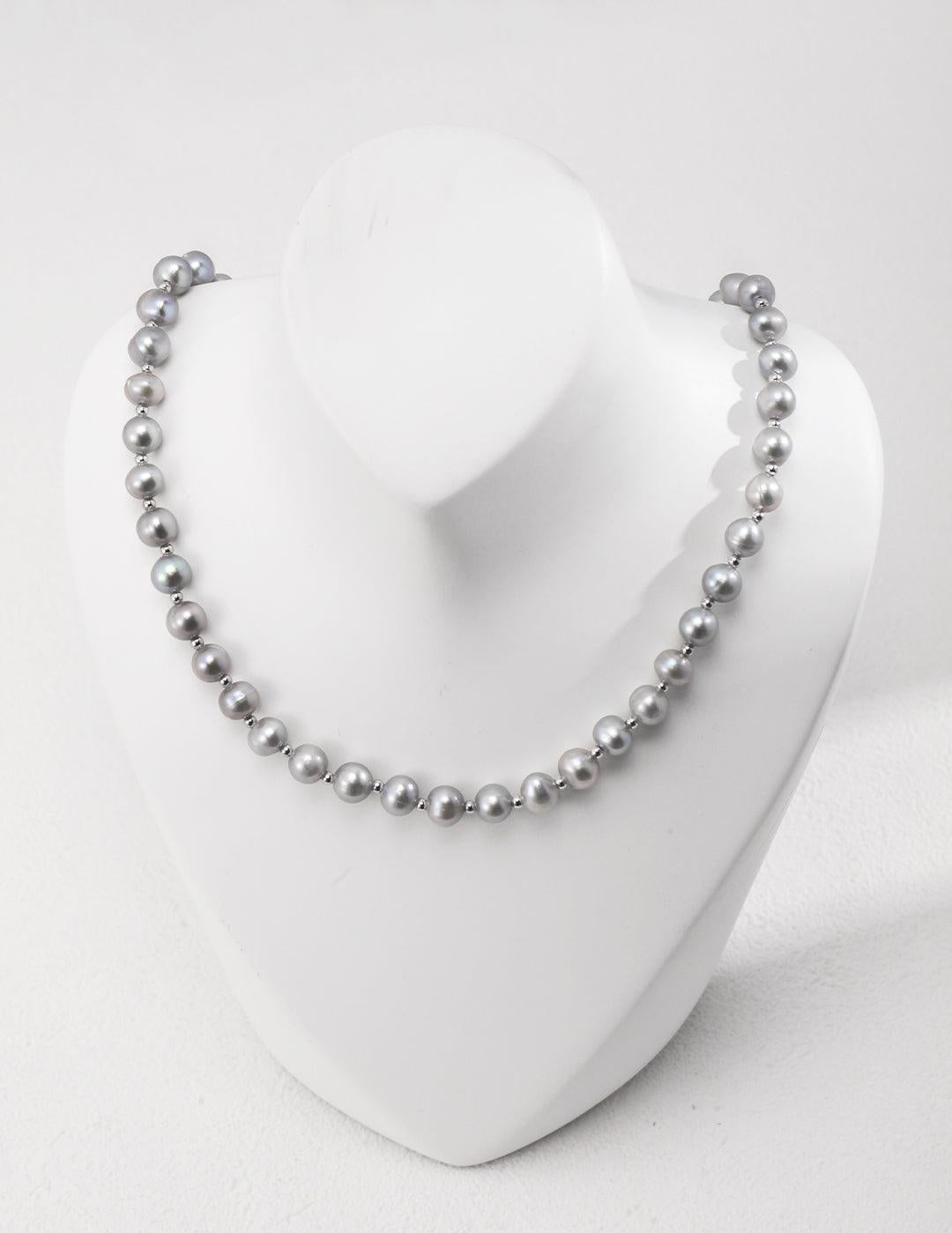 Grey Freshwater Pearl Beaded Necklace - Gembea Jewelry