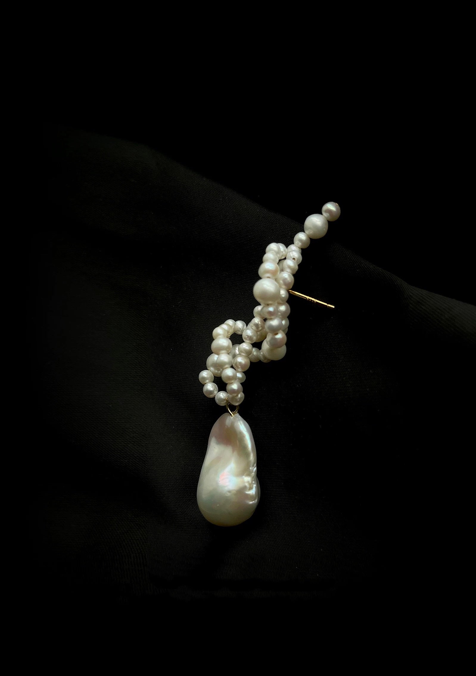 Hand-woven Baroque Pearl Drop Earrings gembea jewelry