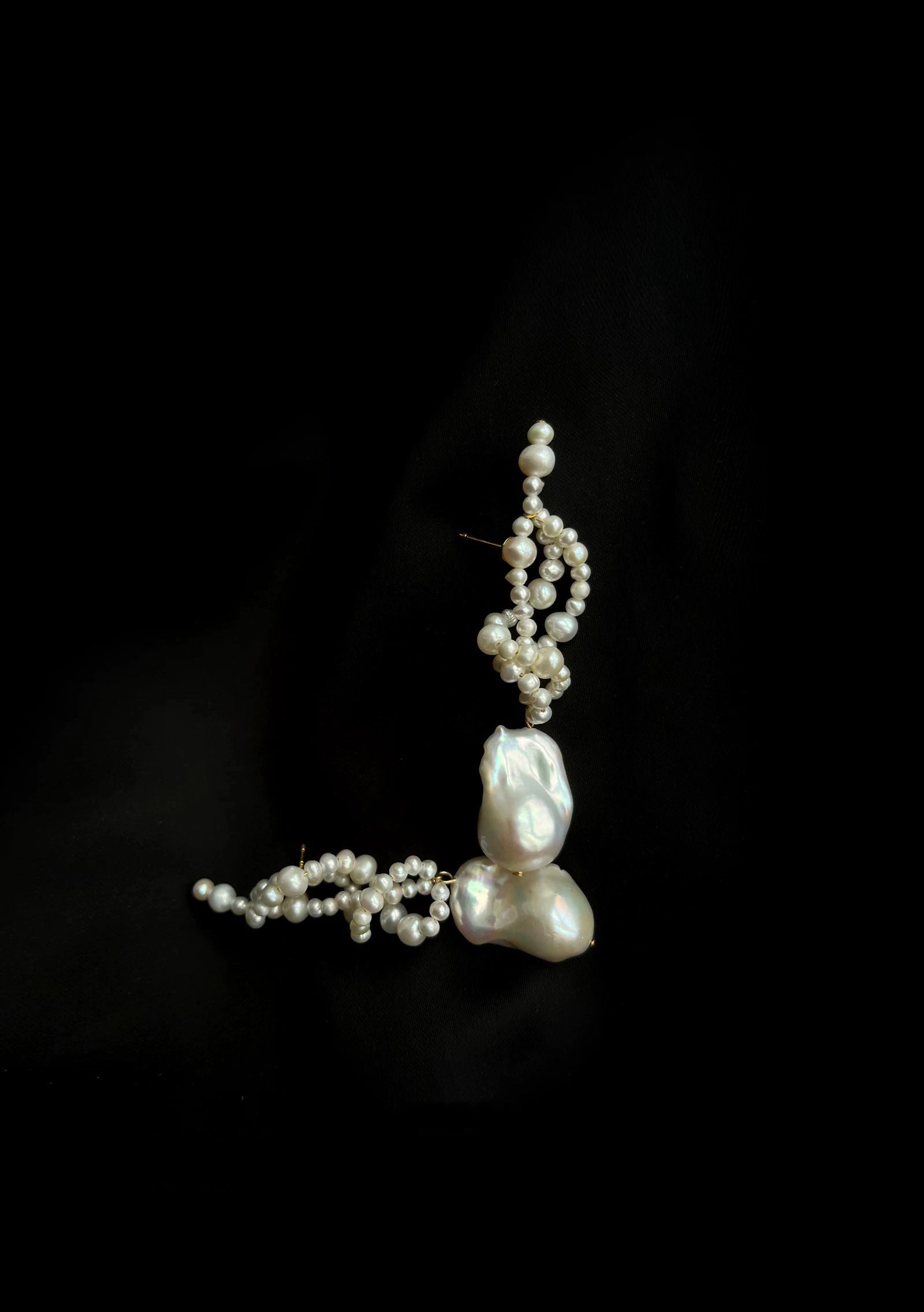 Hand-woven Baroque Pearl Drop Earrings gembea jewelry