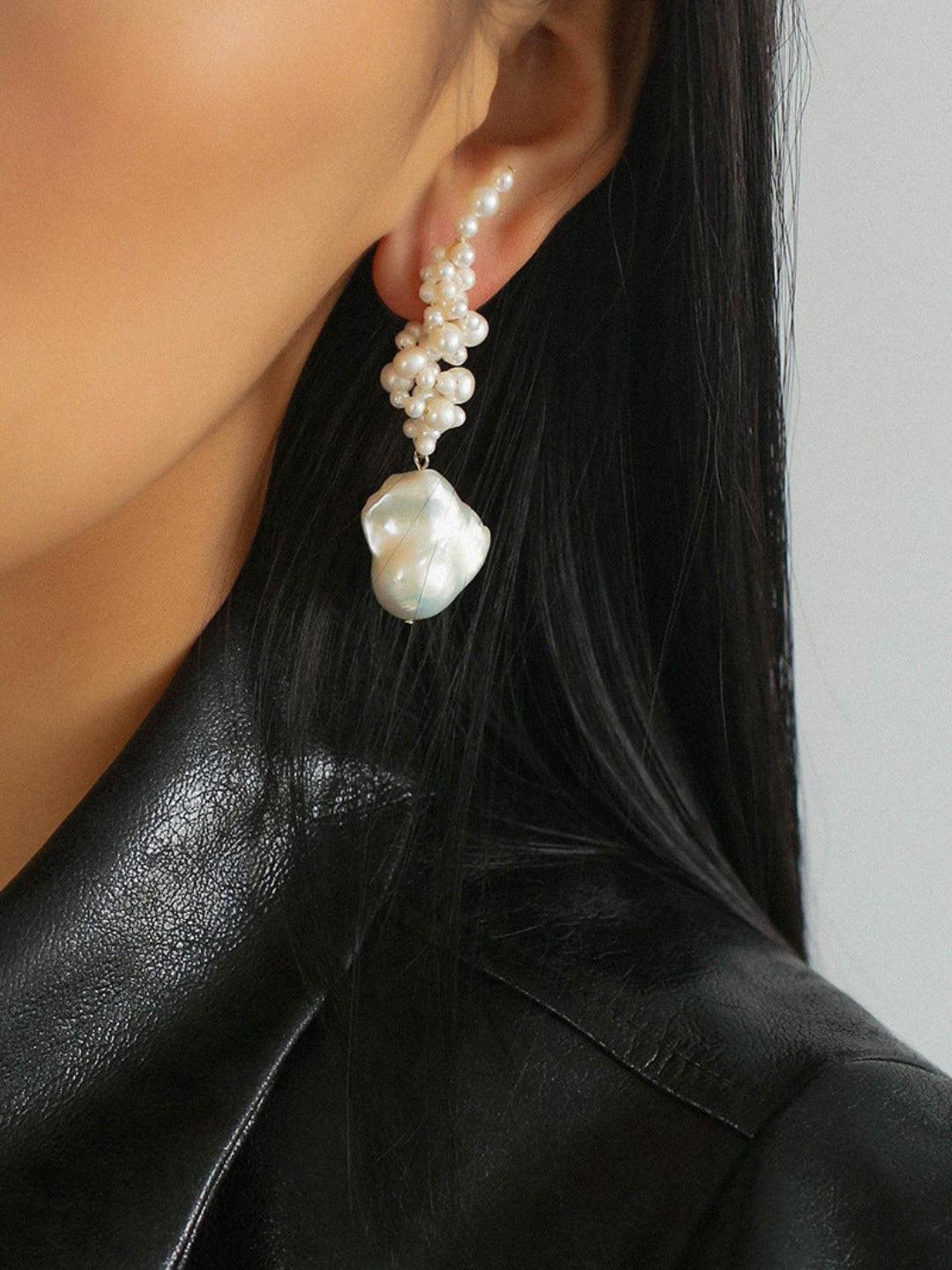 Hand-woven Baroque Winding Pearl Earrings - Gembea Jewelry