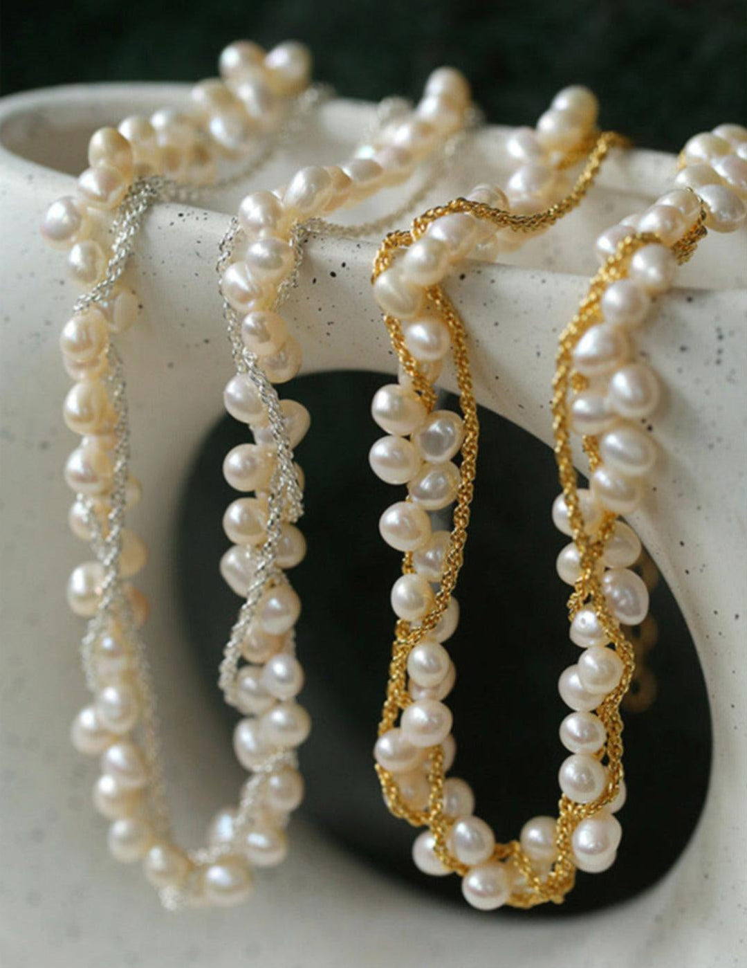 Hand-woven Chain Natural Pearl Necklace - Gembea Jewelry