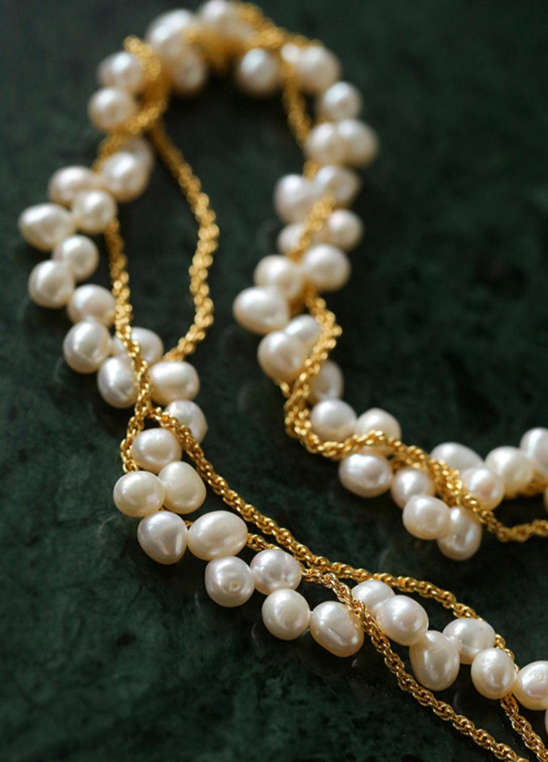 Hand-woven Chain Natural Pearl Necklace - Gembea Jewelry
