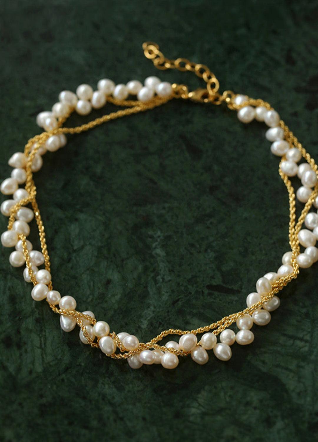 Hand-woven Chain Natural Pearl Necklace - Gembea Jewelry
