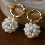 Hand-woven Spherical Pearl Earrings - Gembea Jewelry
