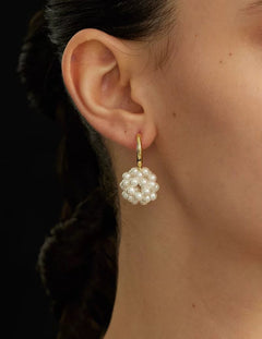 Hand-woven Spherical Pearl Earrings gembea jewelry