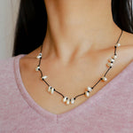 Handmade Black Rope Knotted Pearl Necklace-Gembea Jewelry