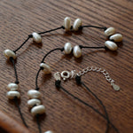 Handmade Black Rope Knotted Pearl Necklace-Gembea Jewelry