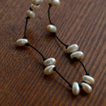 Handmade Black Rope Knotted Pearl Necklace-Gembea Jewelry