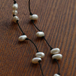 Handmade Black Rope Knotted Pearl Necklace-Gembea Jewelry