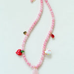 Heart Fish Pendant Pink Stone Beaded Necklace gembea jewelry