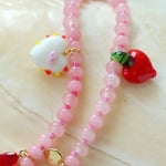 Heart Fish Pendant Pink Stone Beaded Necklace gembea jewelry