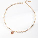 Heart Strawberry Crystal Gold Bean Pearl Necklace - Gembea Jewelry