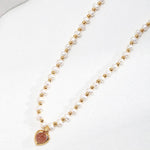 Heart Strawberry Crystal Gold Bean Pearl Necklace - Gembea Jewelry