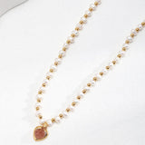Heart Strawberry Crystal Gold Bean Pearl Necklace - Gembea Jewelry
